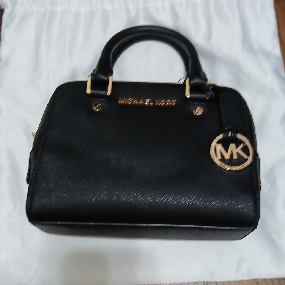Michael Kors Black Satchel with Gold Accents